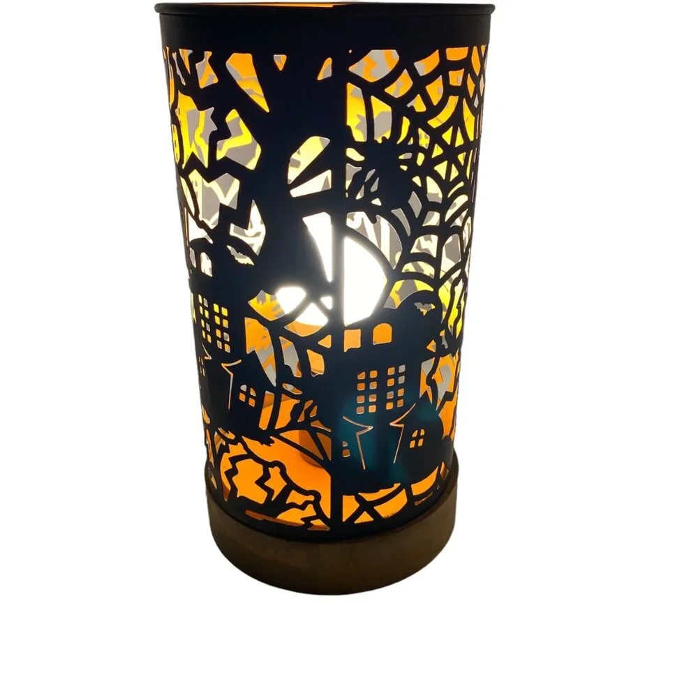 Halloween decorative metal lamp spiderwebs haunted house tree‎ table decor